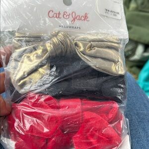 Cat & Jack Gold, Black, and Red Headwrap Set